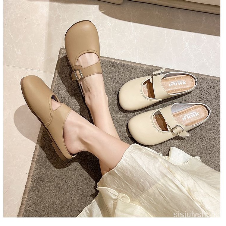 [✅BISA COD] #Sisjuly# Sandal wanita / sandal setengah untuk wanita / sepatu retro Prancis bawah data