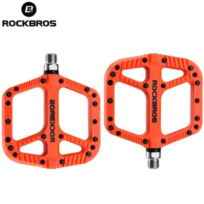 Rockbros Pedal Bearing Pedal Tapak Lebar Nylon Sepeda MTB Orange