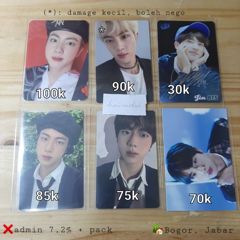 READY PC OFFICIAL BTS JIN DICON BARET, FAKE LOVE, YESCARD, PHOTOCARD ASTRONAUT, WINGS TOUR, POSTCARD