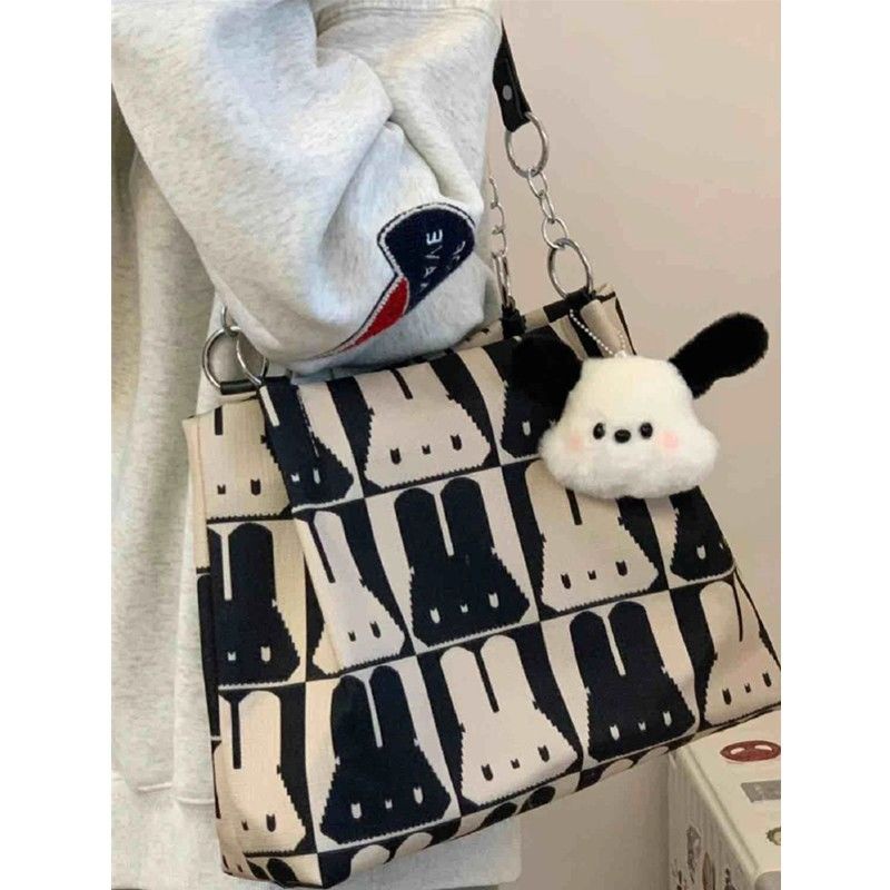 ▩Sera  Cute Bunny Tote Bag 2023 Baru Kapasitas Besar Tas Mahasiswa Komuter Kanvas Tas Bahu