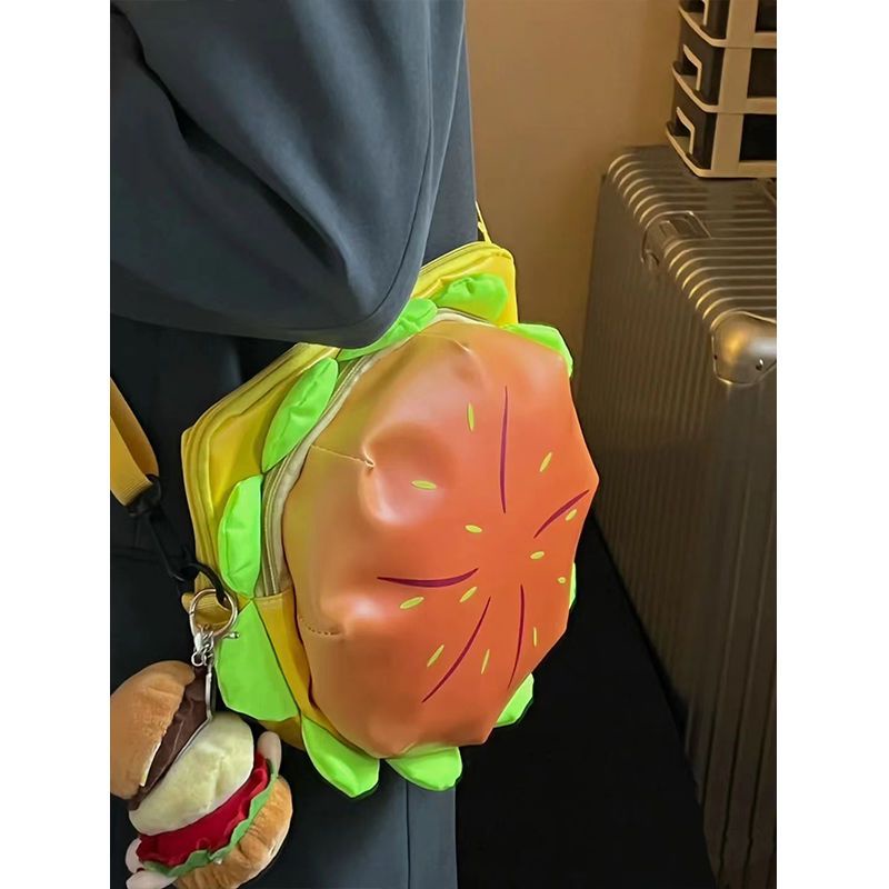 ♝Sera Toko  Xiaohongshu hamburger tas bahu lucu ceruk musim gugur dan musim dingin Messenger tas tas kanvas lucu mahasiswa kartun ransel perempuan