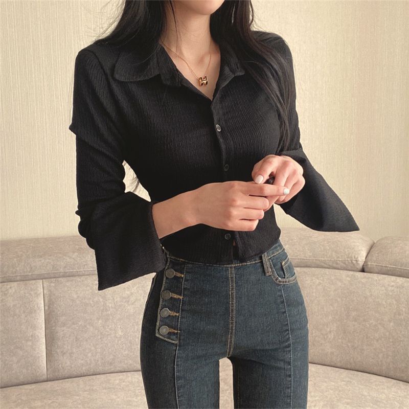 Red Versi Korea dari Temperamen Kerah Akrab Lengan Panjang Rajutan Sweater Wanita 2022 Musim Gugur Keinginan Murni All-Match Slim Sexy top Cardigan