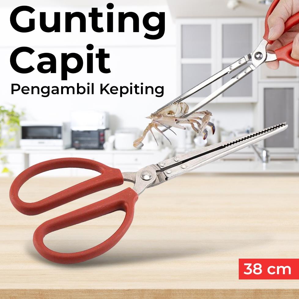 

[KODE F6NZO] Crab Tongs Gunting Capit Pengambil Kepiting 38cm Flat - CT1716