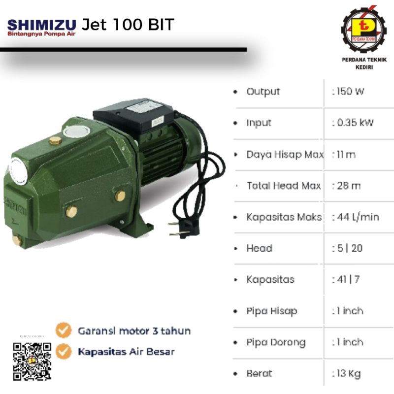 SHIMIZU JET 100 Pompa air semi jet SHIMIZU JET-100