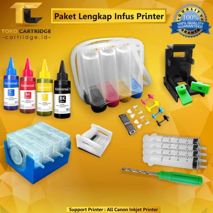 Paket Lengkap Infus Printer Canon Tabung Tinta Dumper Refill kit Bor