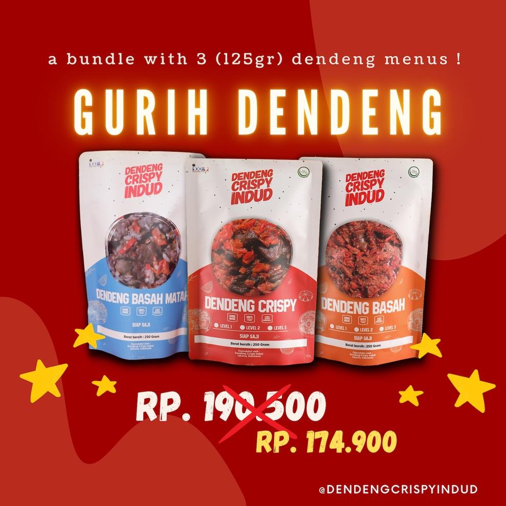 

1.1 SALE Gurih Dendeng Indud Isi 3 - Dendeng Komplit Crispy - Basah - Matah 125gr / 250gr