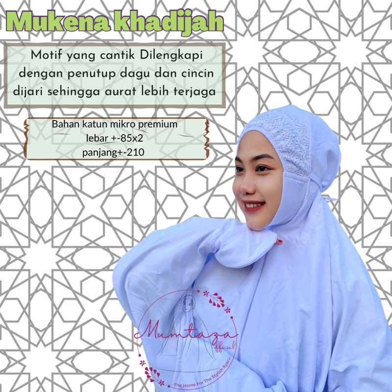 Mukena Khadijah, mukena polos, mukena putih polos/ mukena terusan dewasa/ mukena langsungan standart