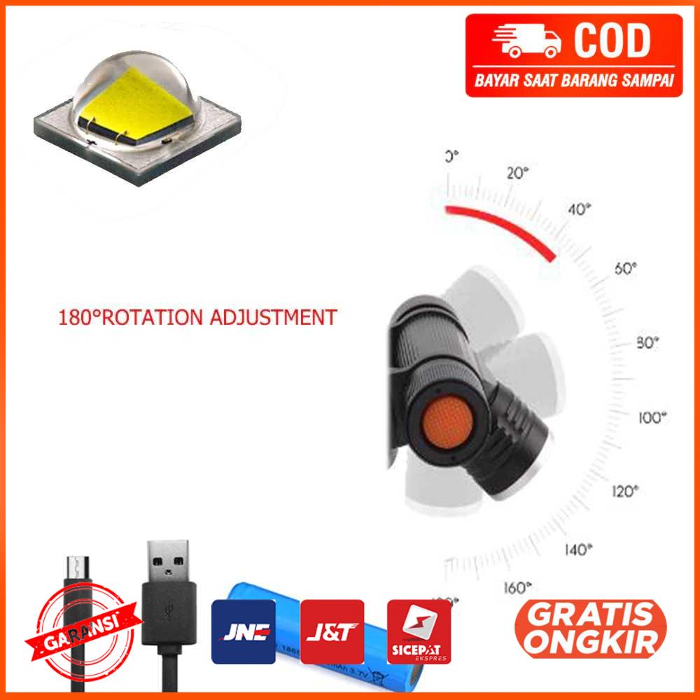 Headlamp High Power LED CREE XM-L2 USB Rechargeable 30 W TP15