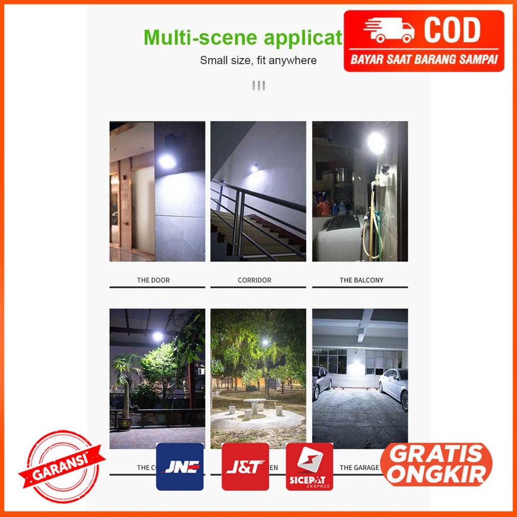 Lampu Dinding Solar Double Sensor Three Head 122 LED Cool White JD-2757A