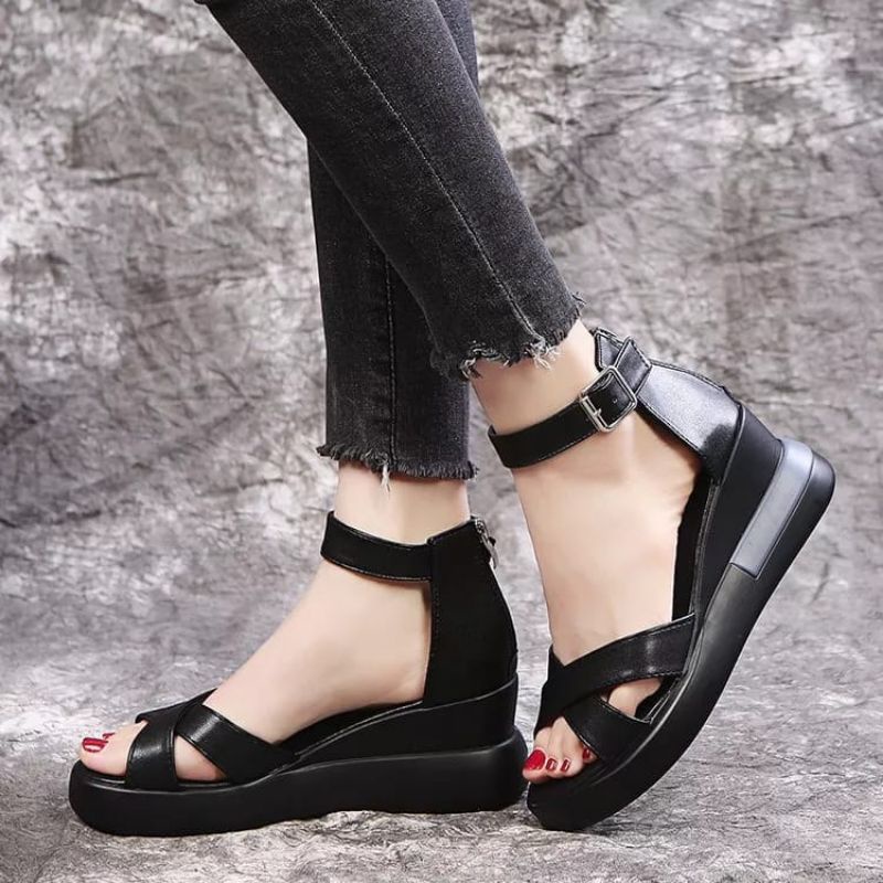Sandal Weadges Tali Wanita Korean Style Elegant Jf 27