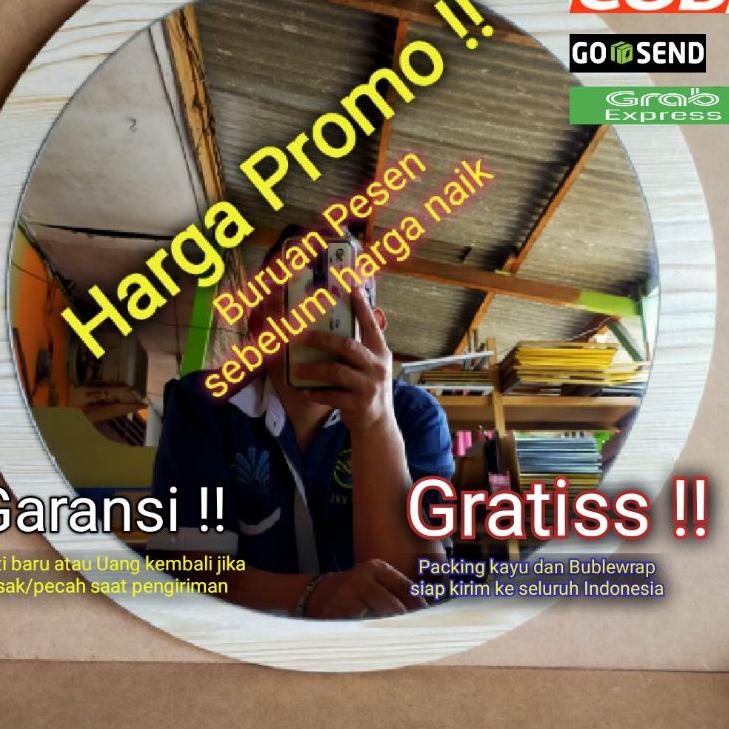 Limited N3z3Y Kaca Cermin Mirror Bulat Dekorasi Dinding Rias Fashion Salon Cafe Wastafel Barbershop 