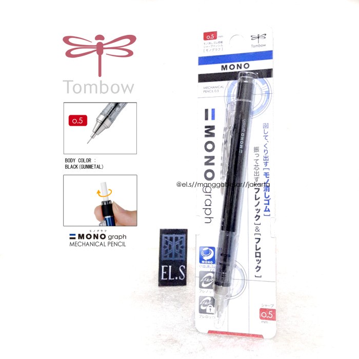 

TERBARU Tombow Mono Graph 0.5 / Pensil Mekanik 0.5 - Black Body /ALAT TULIS AESTHETIC/ALAT TULIS