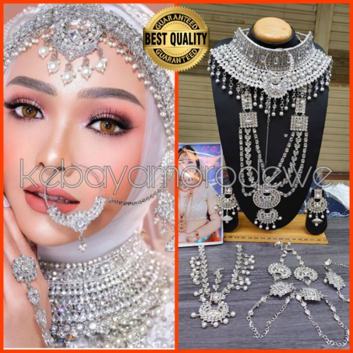 Terlaris Set Accesories India Silver/ Perhiasan Pengantin India Silver / Kalung