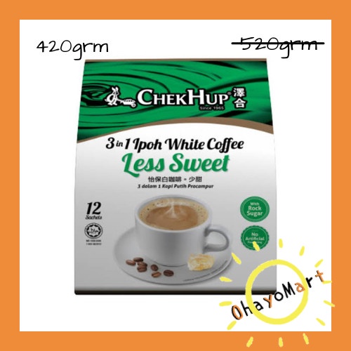 

BISA COD Chekhup White Coffee Less Sweet/ Chek Hup/ Isntant Coffee 520g /KOPI EUBE/KOPI KAPAL