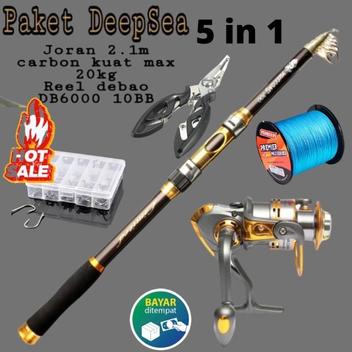 DISKON Set Pancing Laut Kekuatan Max 20kg Joran Carbon 210cm Reel
