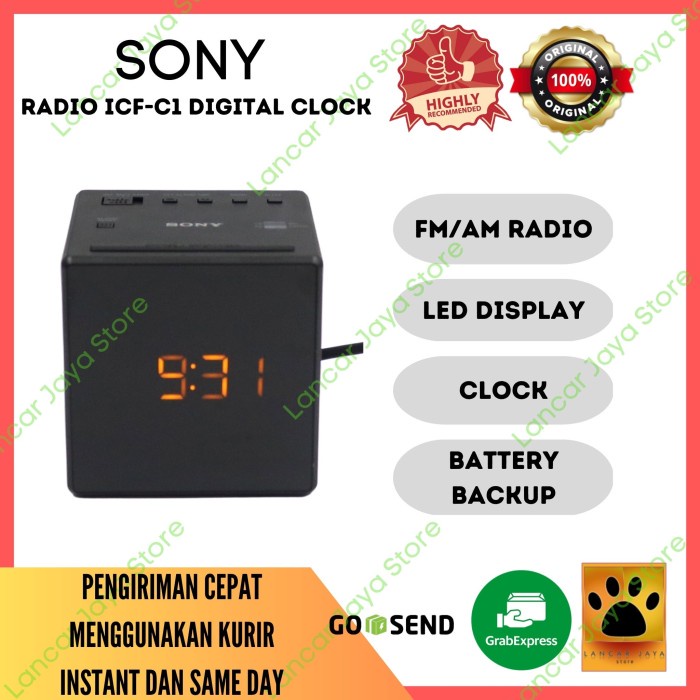 Terlaris Radio Fm/Am Clock Digital Sony Icf-C1