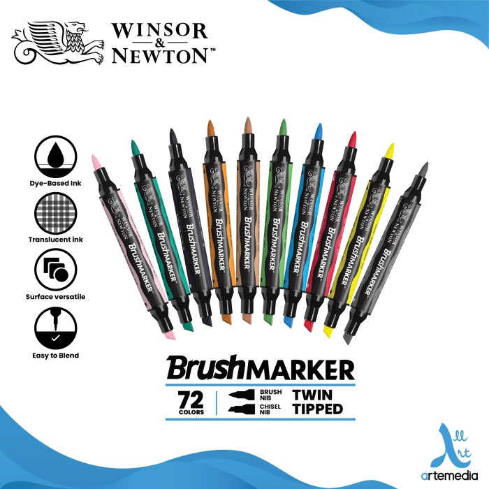 

Terlaris Brush Marker Winsor & Newton Promarker Brush Pen Dual Point Pena Kuas