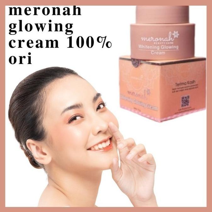 Pencerah Wajah Cream Bedak Meronah Whitening  Krim Glowing Ori BPOM