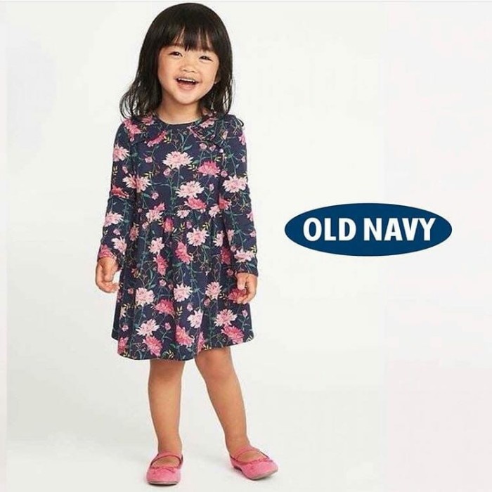 Dress Anak Lengan Panjang Motif Bunga Old Navy