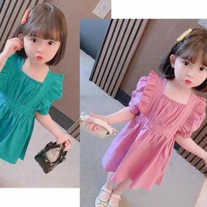Dress Wrinkle Impor, Dress Anak Wrinkle Rubber