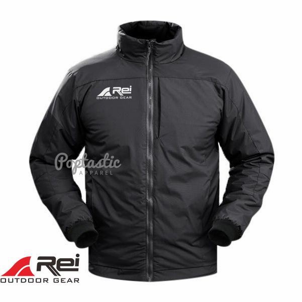 Cash on Delivery Jaket Pria REI Outdoor Semi Waterproof Anti Air Jaket Harrington - Hitam, M