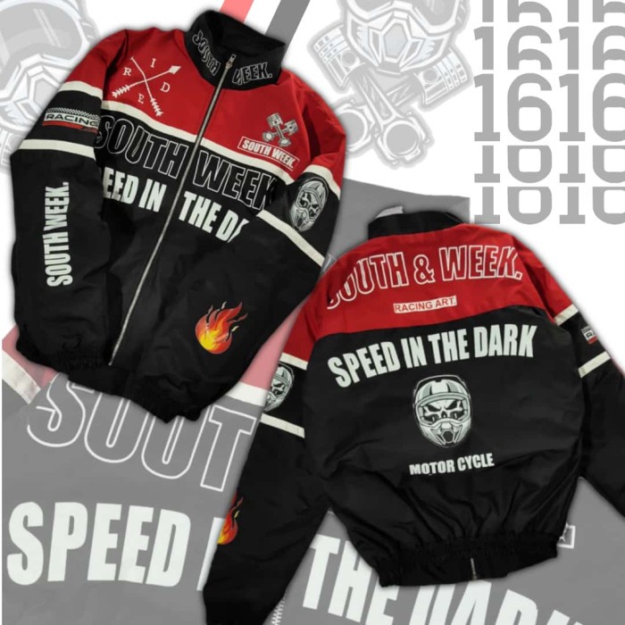 Laris Nascar Jacket / Jaket Bomber / Jaket Pria / Jacket Motor - merah hitam swk, M