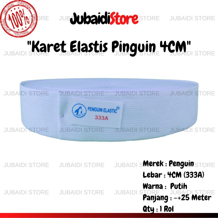 Sprei Karet Elastis pinguin 4cm 333A roll | karet kolor | karet seprei - 4CM (ROL)(H0Y7) Sprei Murah