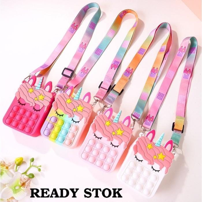 Pop It Wallet Unicorn Cross Bag - Tas Anak Pop It Mini Sling Bag New