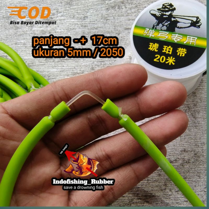 Karet Slingshot Ikan Siap Pakai 5mm 2050 Hijau Buah