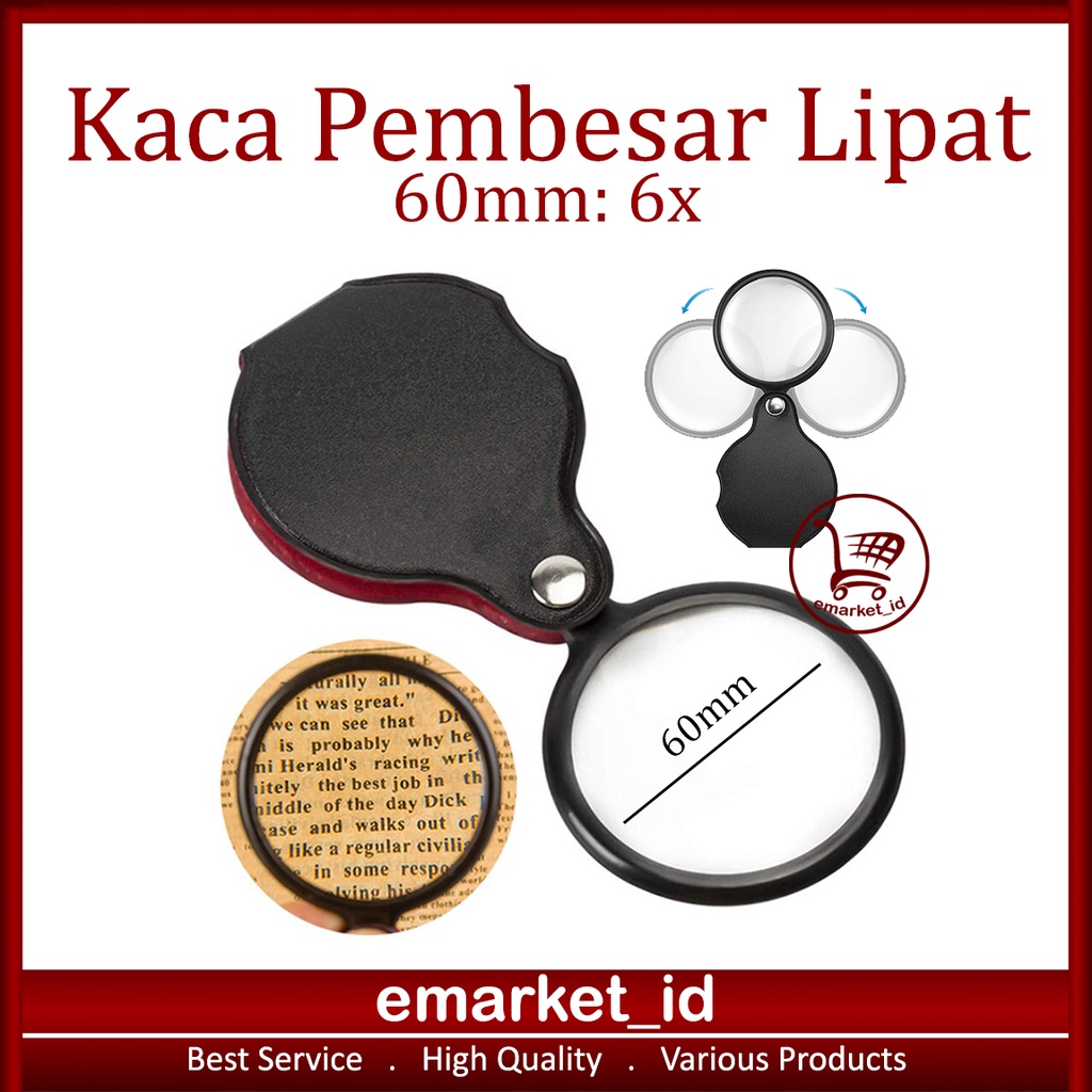 

Kaca Pembesar Ukuran Saku 6X 60mm AG33 / Lipat Lup Mini Magnifying Glass