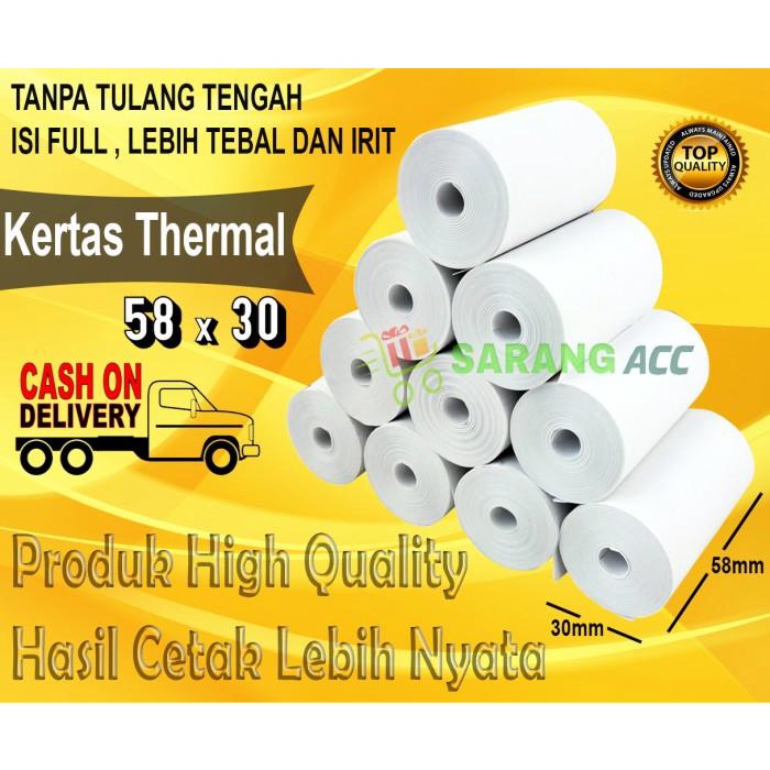 

Terlaris Kertas Struck Printer Thermal 58 X 30Mm 1 Box Isi 100 Roll