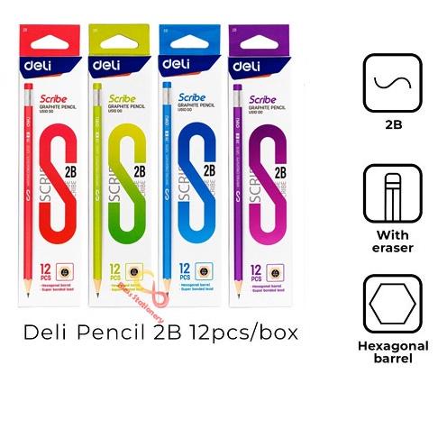 

hjkf -95 Pensil 2B DELI Pensil kayu Pensil ujian Pensil komputer Pensil Scanner Graphite pencil (12pcs) JNJ