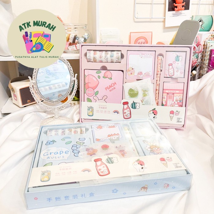 

TERLARIS Paket jurnal 7 in 1 fruits girls day journal perempuan gambar buah kad /BUKU TULIS