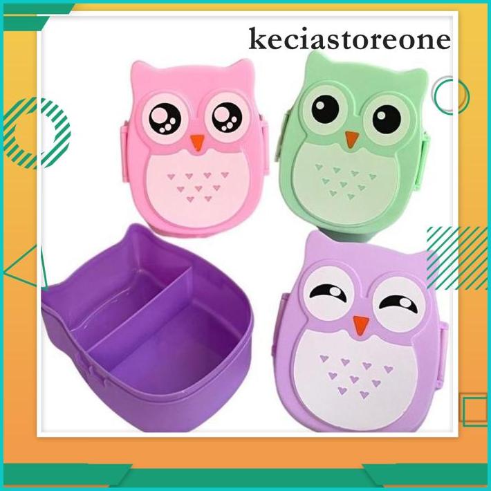 LUNCHBOX / KOTAK MAKAN PLASTIK SEKAT 2 FUKURO OWL TERHITS
