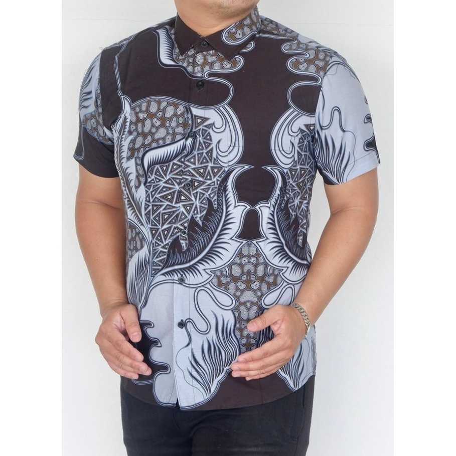 Baju Batik Pria Slimfit Kemeja Lengan Pendek Hem Slim Fit LBS 2085