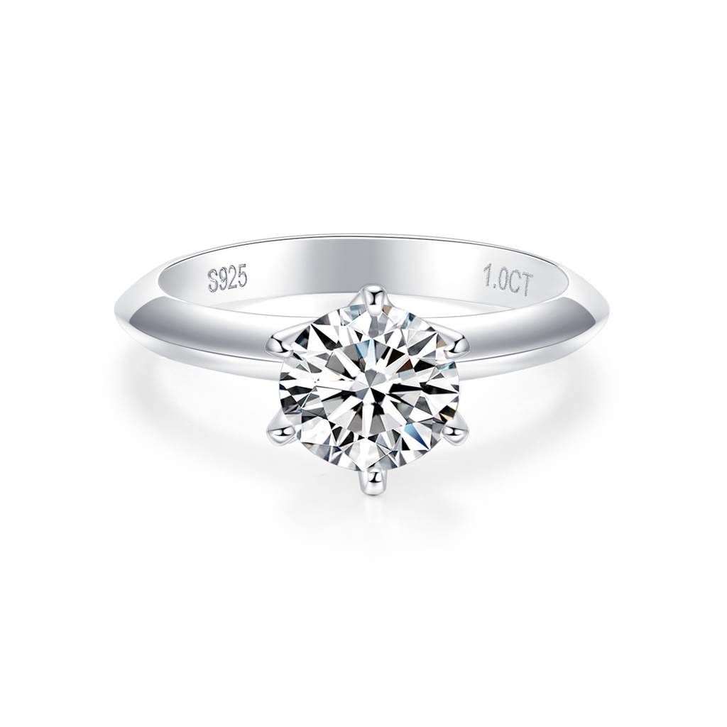 Cincin Enam Cabang Klasik 1ct/2ct/3ct Cincin Moissanite S925 Detektor Berlian Lulus 100% cincin berl