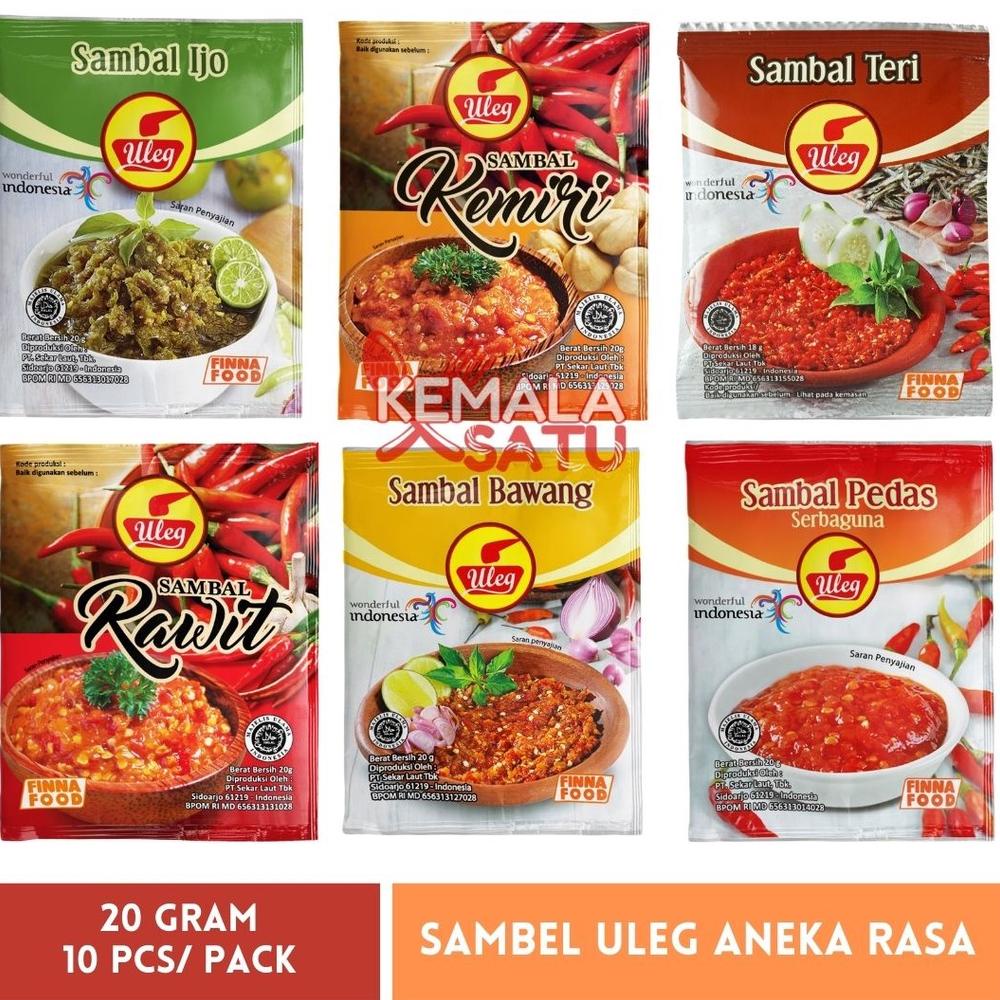

HOT Product Sambal Sambel Uleg Bawang Rawit Ijo Teri Terasi Kemiri Pedas FINNA Sachet