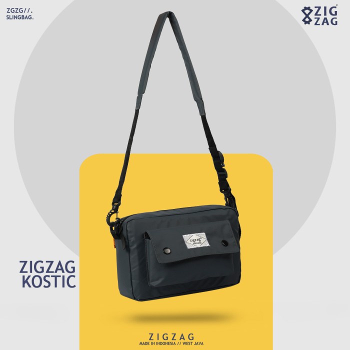 tas selempang pria Tas Selempang Pria Zigzag Kostic - Tas Slingbag Pria Wanita Casual Ori - Abu-abu(