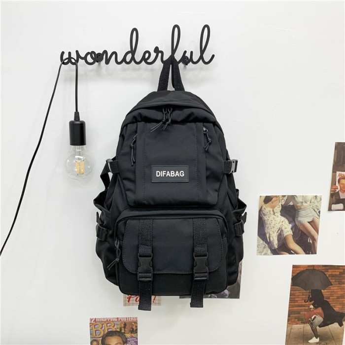 Tas ransel WYK131 Tas Ransel Wanita Pria Polos Warna Sekolah Kuliah Backpack Impo - Hitam(M6T0) tas 