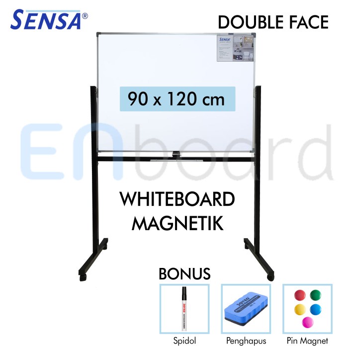

Terlaris Papan Tulis Whiteboard Standing Magnet Double Face Sensa 90 X 120 Cm