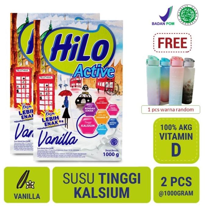 

GRATIS Tumbler Warna Warni - Twin Pack HiLo Active Vanilla 1000 gram ---NEW---