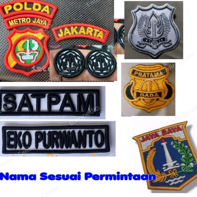 Atribut Bordir Timbul Satpam Polda Metro Jaya + Nama + Logo DKI
