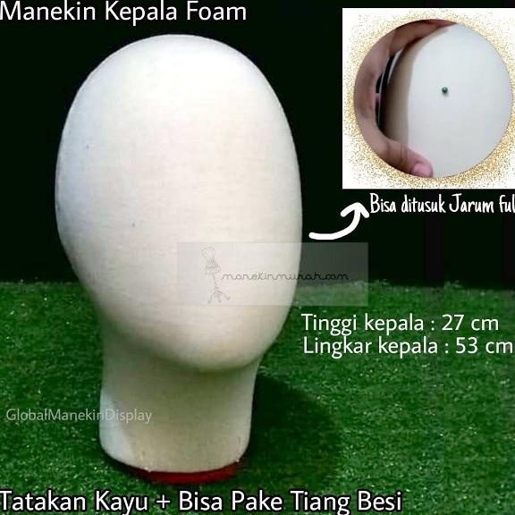 Manekin Kepala Foam / Manekin Kepala - BISA DI TUSUK JARUM