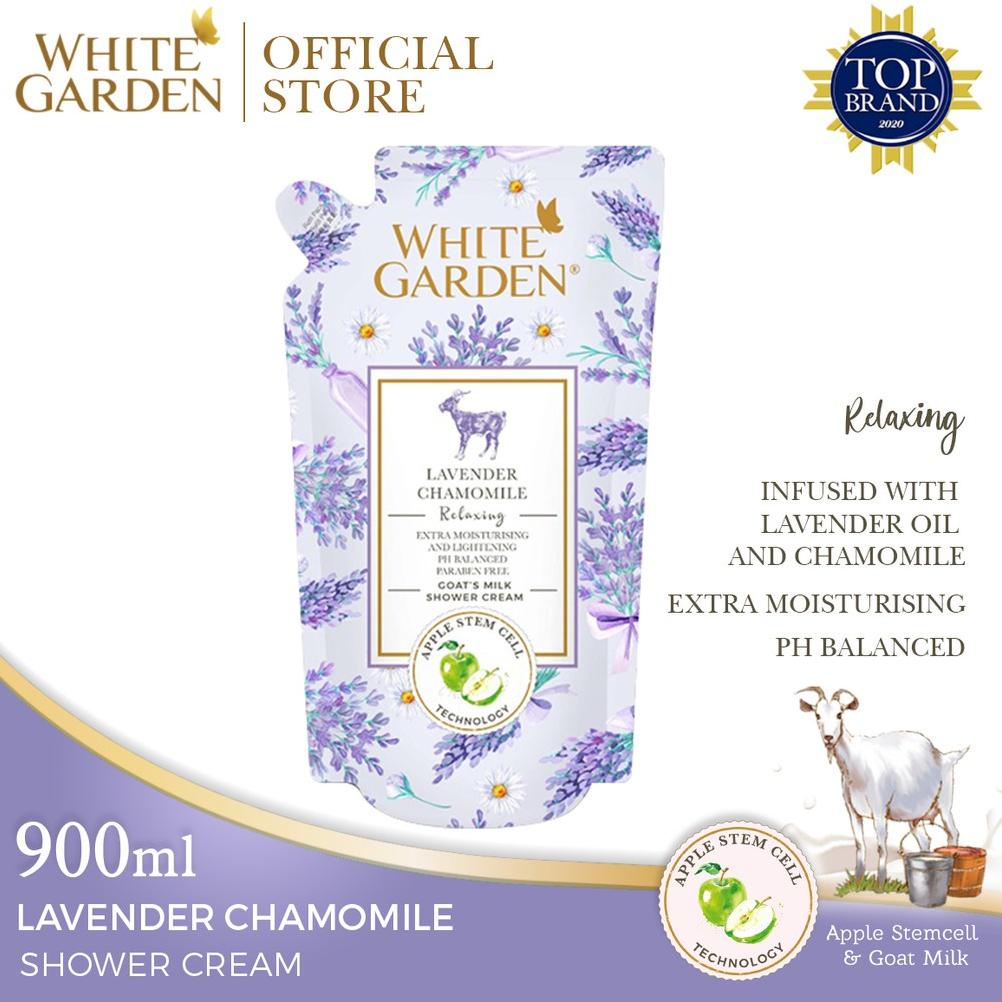 [KODE RKKOI] WHITE GARDEN Goat's Milk Shower Cream Sabun Susu Kambing Lavender & Chamomile 900ml Sab
