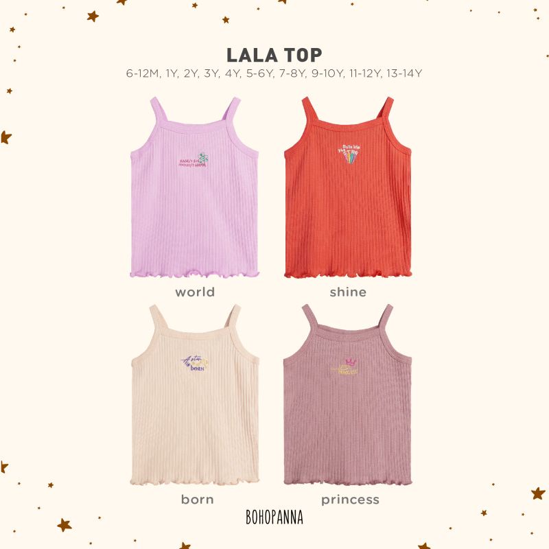 Lala Top Bohopanna B46 / Tank Top Anak Perempuan / Tank Top Anak Perempuan Bohopanna / Singlet Bayi Anak Perempuan / Tank Top Anak Katun Polos Bohopanna