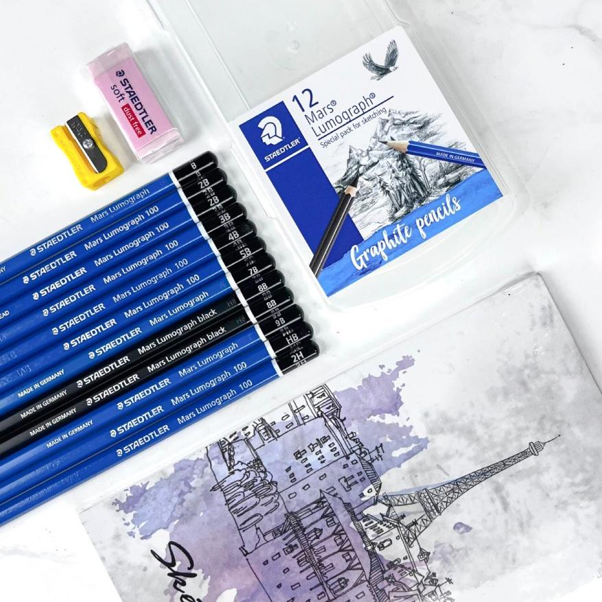 

ASABA STATIONERY - STAEDTLER PAKET PENSIL MENGGAMBAR PRO FREE BUKU SKETSA GAMBAR .
