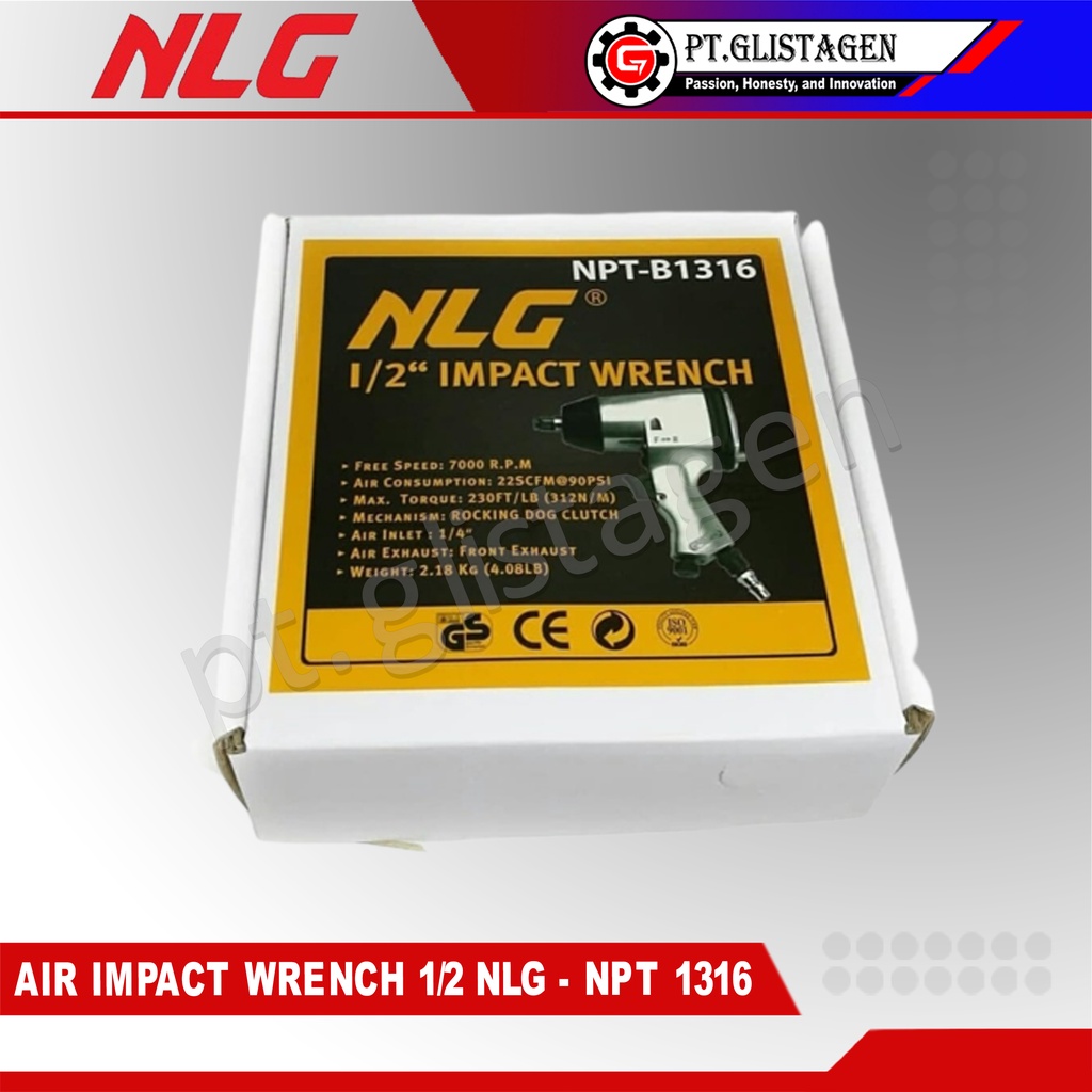 Air Impact Wrench 1/2&quot; Bor Alat Buka Baut Angin Kompresor NLG NPT-1316