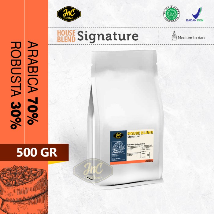 

BAYAR DITEMPAT House Blend JnC Signature 500 Gr 70% Biji Kopi Arabika 30% Robusta /KOPI EUBE/KOPI