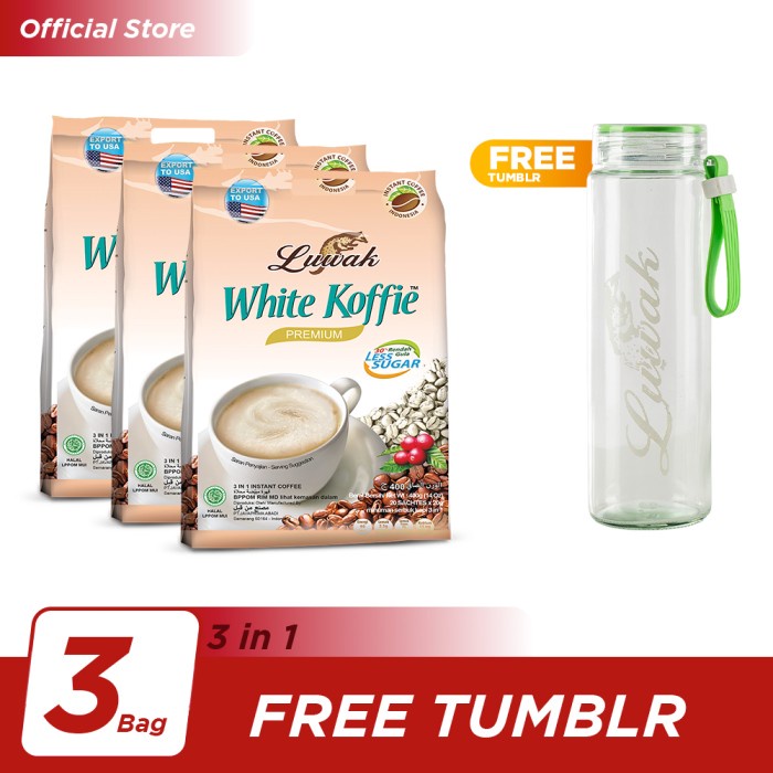 

TERBARU Kopi Luwak White Koffie Less Sugar Bag 20x20gr Triple Pack - Free Tumb /KOPI EUBE/KOPI KAPAL