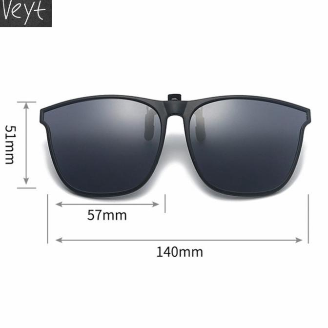 Clip On Kacamata Polarized Flip Up Anti UV Model Kotak